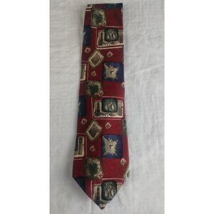 J.T. Becket Men's Burgundy/Multicolor Silk Tie 57.5x3.75" SKU 2801
